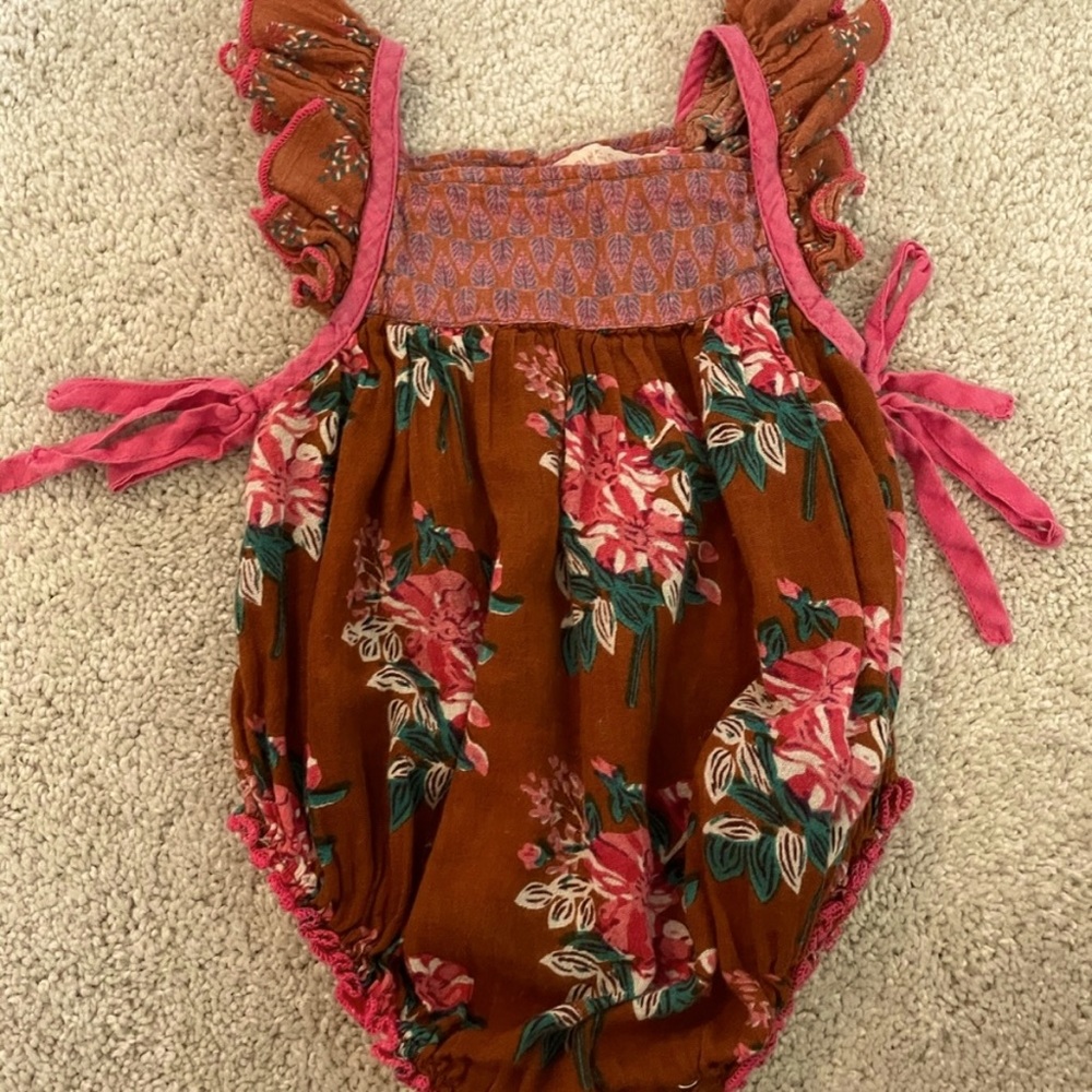 Pink Chicken baby romper